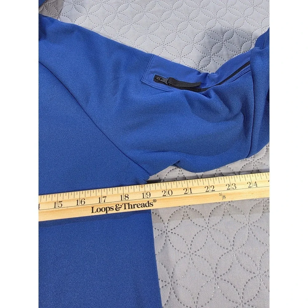 Members Mark Mens Tech Fleece Hoodie Blue Small NWT Security Zip Pocket Pullover